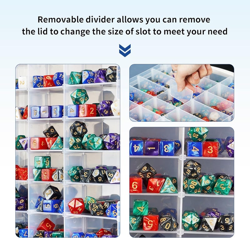 KISLANE Dice Storage Case for DnD Dice with Removable Dividers Holding up to 830 Dices, Dice Case for DnD Dice with Handle Great for Dice Collectors or RPG D&D Games (Tranparent) - Image 3